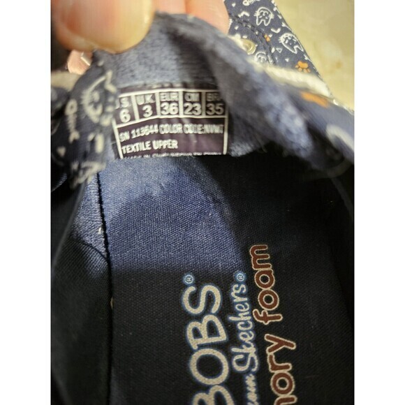 Bobs By Skechers Itty Kitty Sneakers Memory Foam Cat Navy Blue Shoes Size 6 - Picture 10 of 10